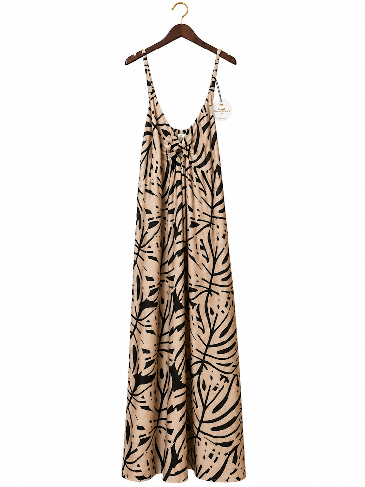 Island Planet Miami Beach NWT Monstera Leaf Botanical Maxi Sundress - Resort Wear- size 2