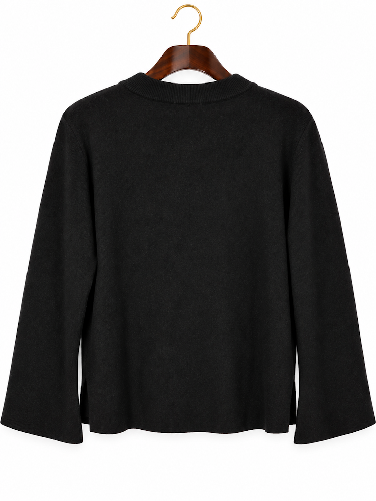 Carolyn Taylor Black Knit Square Button Cardigan - L