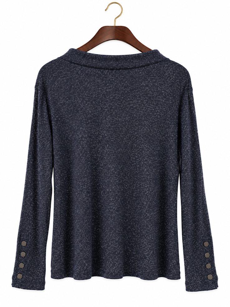 Violet & Roses Night Sky Glittery Mock Neck Sweater - XL