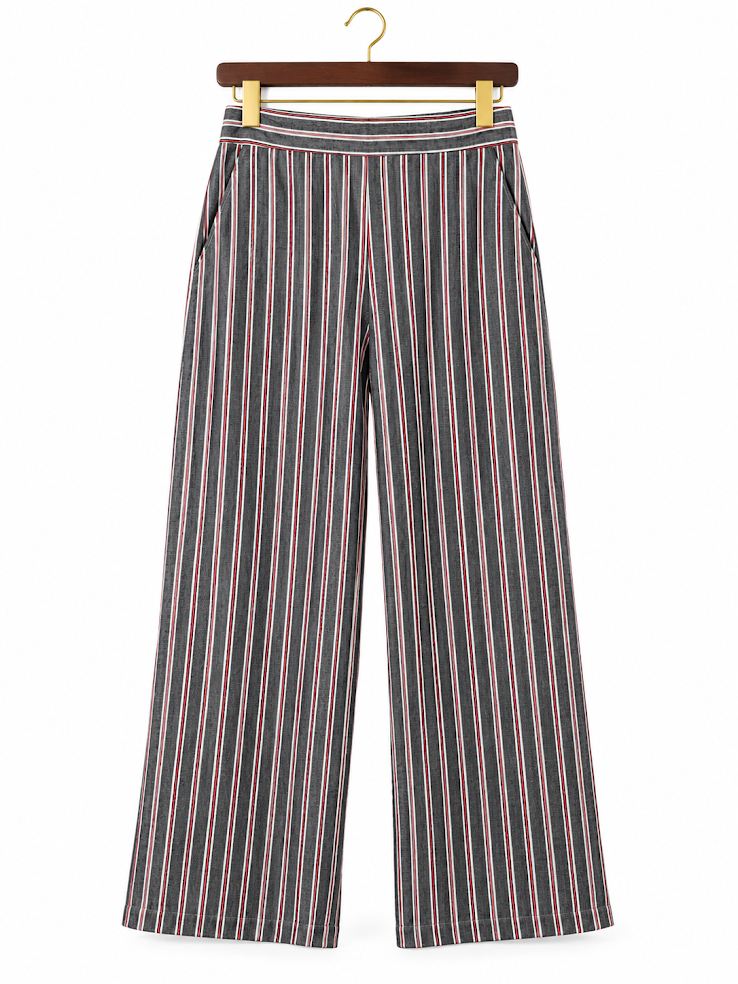 Banana Republic High-Rise Striped Wide-Leg Tailored Trouser Pants- size 10