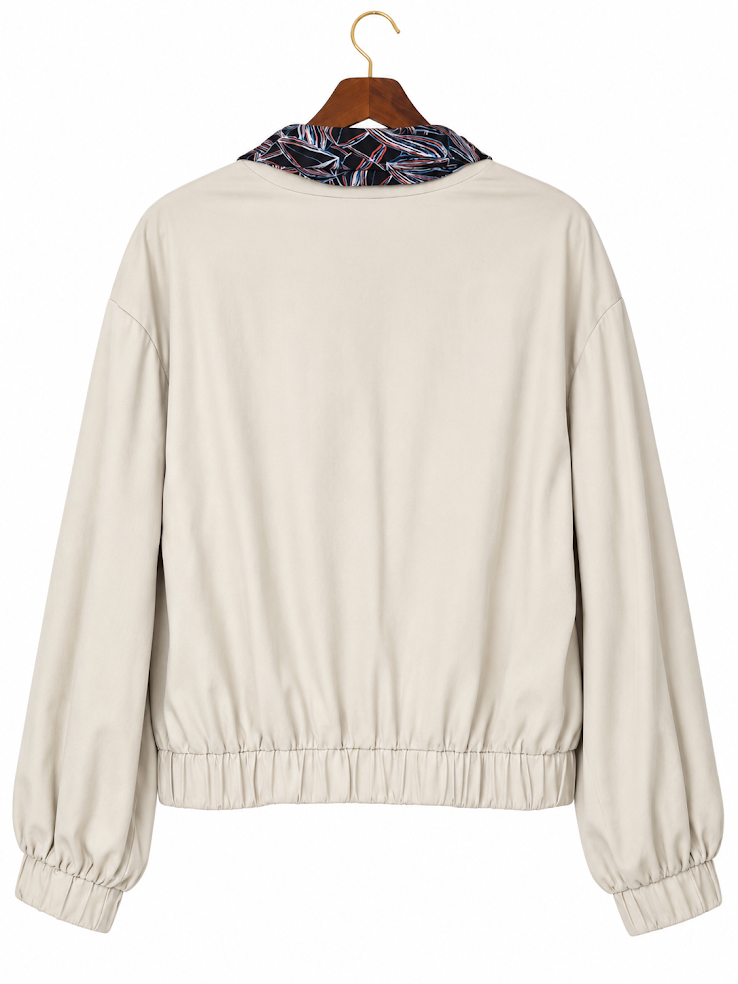 H Halston Calvary Twill Bomber Jacket with Removable Scarf - L