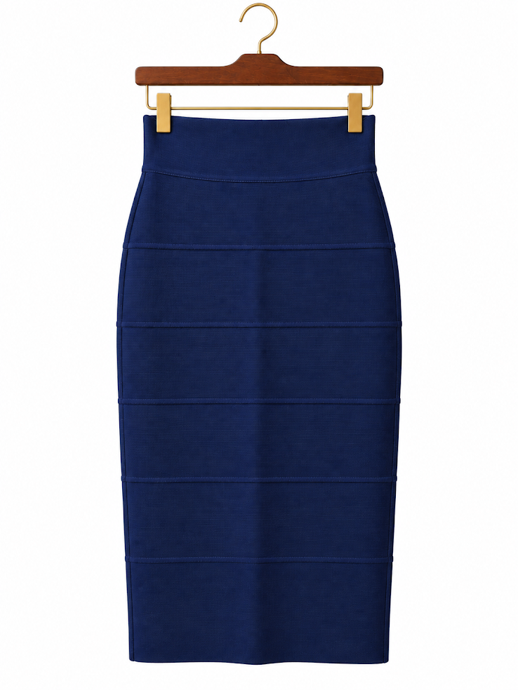 BCBGMAXAZRIA Royal Cobalt Blue Bandage Pencil Midi Skirt - small