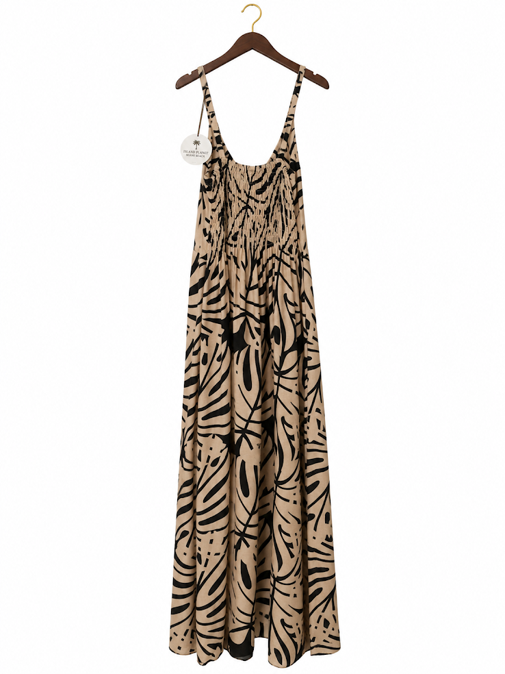 Island Planet Miami Beach NWT Monstera Leaf Botanical Maxi Sundress - Resort Wear- size 2