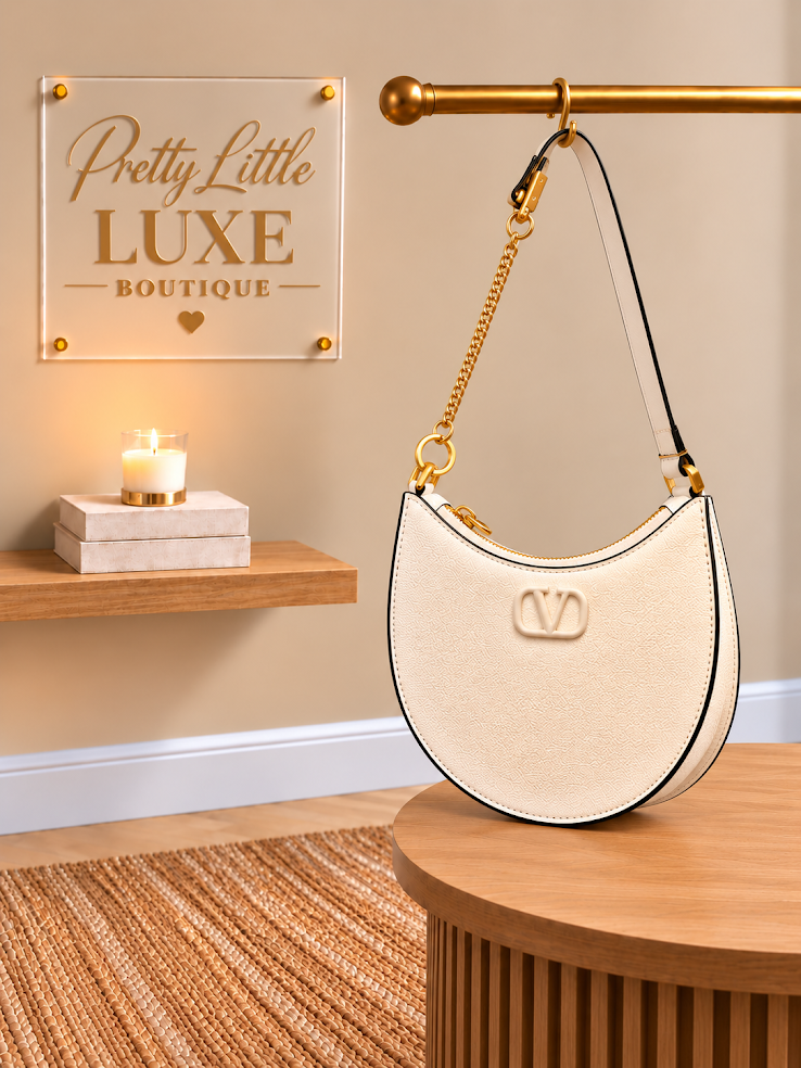 Valentino Garavani VLogo Signature Mini Hobo Bag in Grainy Calfskin Light Ivory