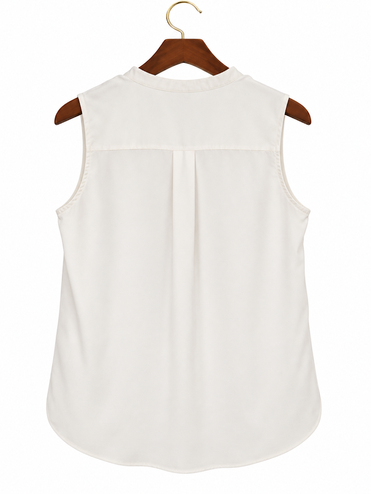 H&M Off-White Sleeveless Mandarin Collar Split V-Neck Blouse - 8