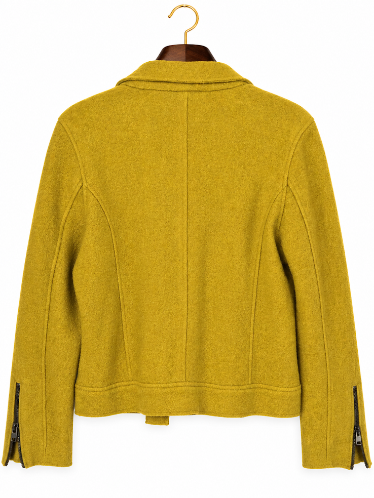 Tahari Boiled Wool Blend Asymmetrical Moto Jacket - L