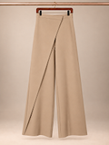 Zara Asymmetrical Mock-Wrap High-Rise Wide-Leg Trousers in Camel Neutral size- xs