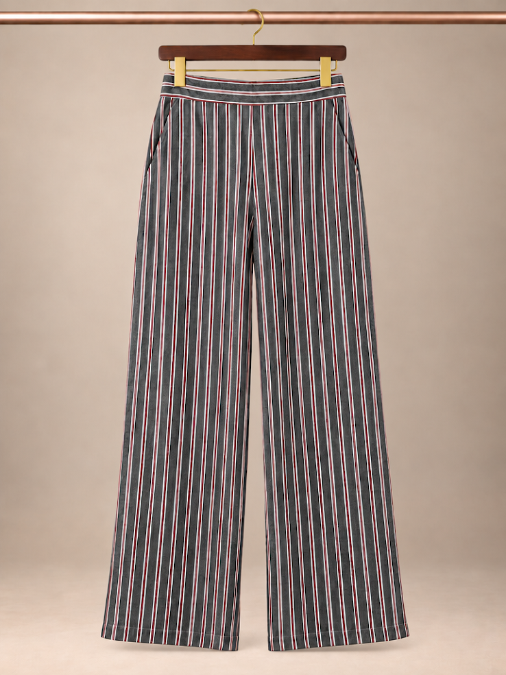 Banana Republic High-Rise Striped Wide-Leg Tailored Trouser Pants- size 10