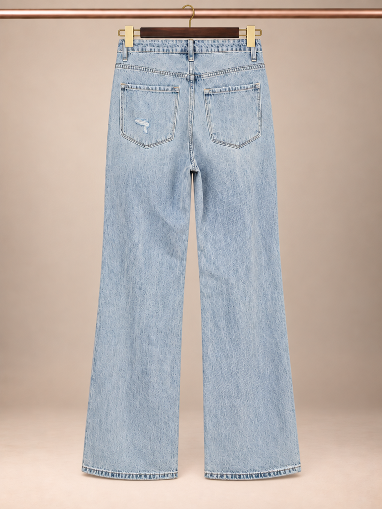Vervet High-Rise Distressed Wide-Leg Jeans in Light Wash size-24