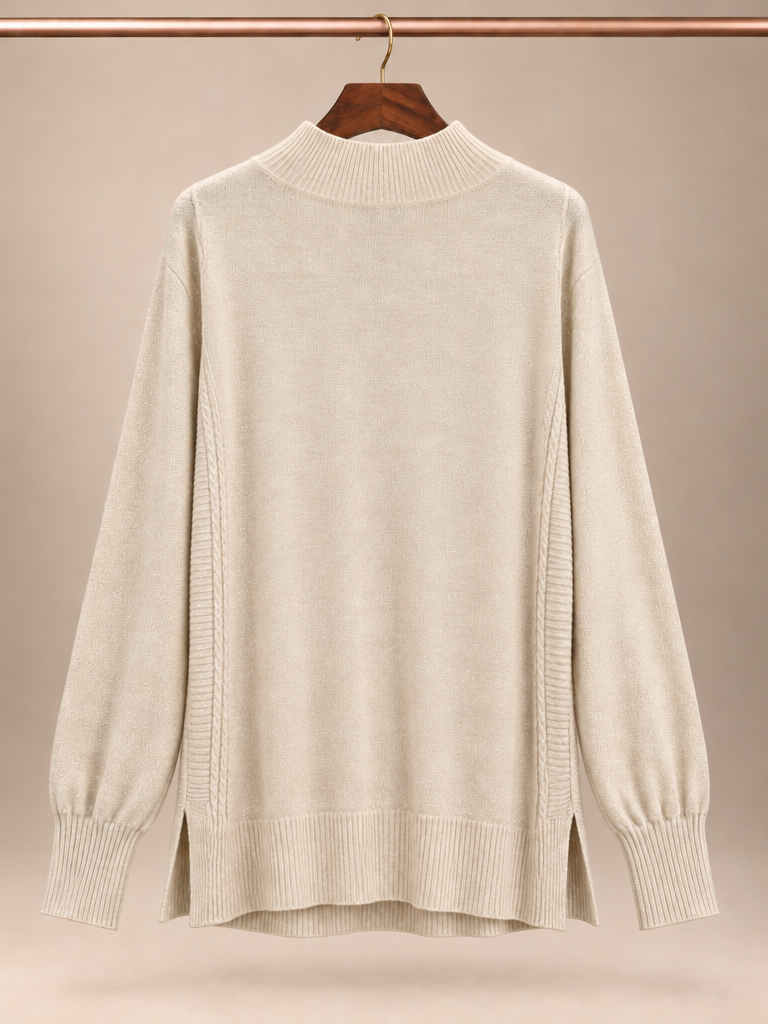Briggs Champagne Gold Metallic Shimmer Diamond Knit Sweater - L