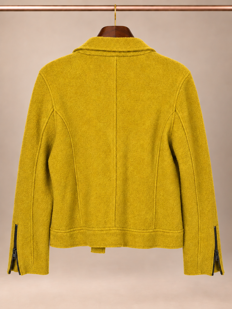 Tahari Boiled Wool Blend Asymmetrical Moto Jacket - L