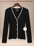 Milk & Honey Contrast Trim Pearl Button Cardigan - L