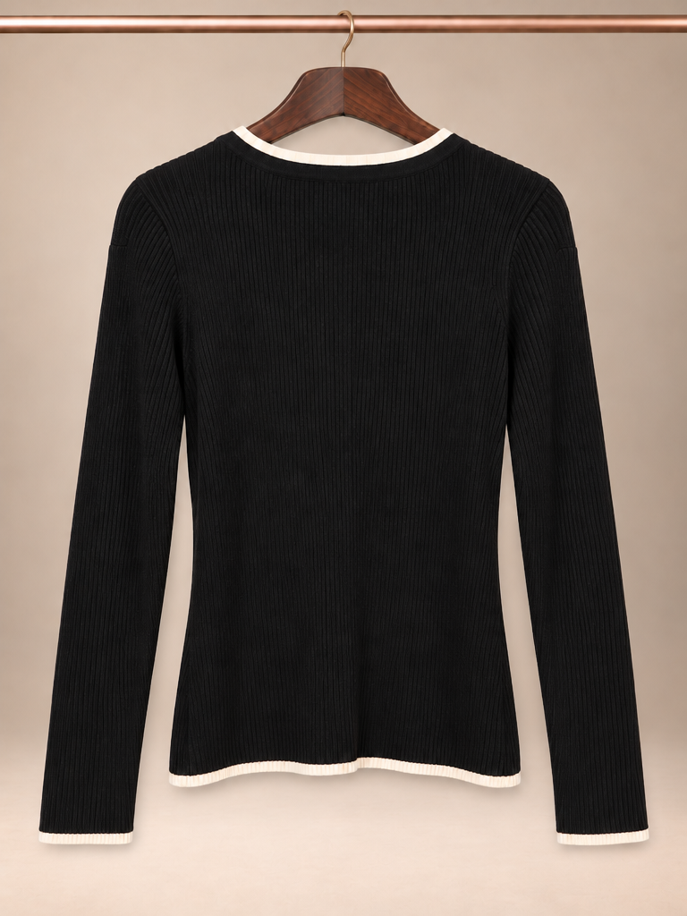 Milk & Honey Contrast Trim Pearl Button Cardigan - L