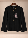 Carolyn Taylor Black Knit Square Button Cardigan - L