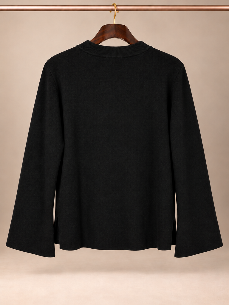 Carolyn Taylor Black Knit Square Button Cardigan - L