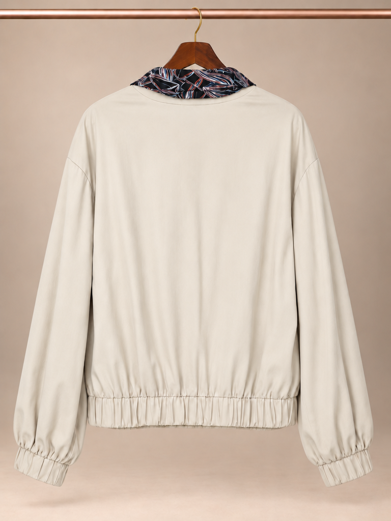 H Halston Calvary Twill Bomber Jacket with Removable Scarf - L