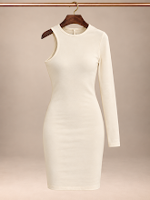 Abercrombie & Fitch Ivory Asymmetrical One-Shoulder Cutout Mini Dress - S