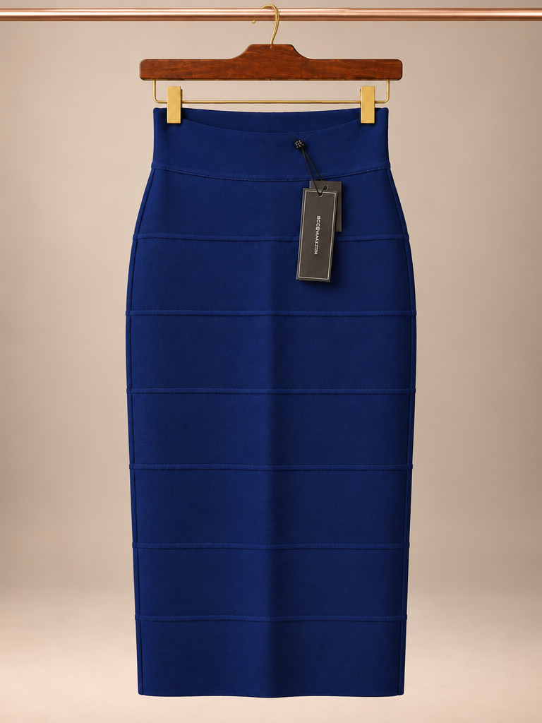 BCBGMAXAZRIA Royal Cobalt Blue Bandage Pencil Midi Skirt - small