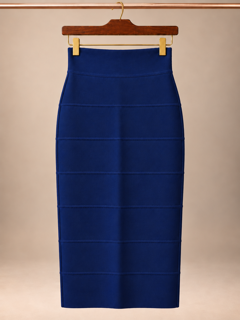 BCBGMAXAZRIA Royal Cobalt Blue Bandage Pencil Midi Skirt - small