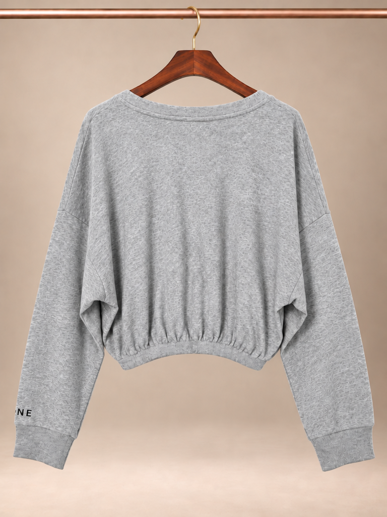 OFFLINE by Aerie Gray Cropped Cinch Waist Crew neck Sweatshirt -Size large