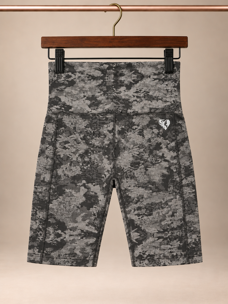 Women's Best Camo Seamless High-Waisted Cycling Shorts – Grey Khaki Size XS NWOT
