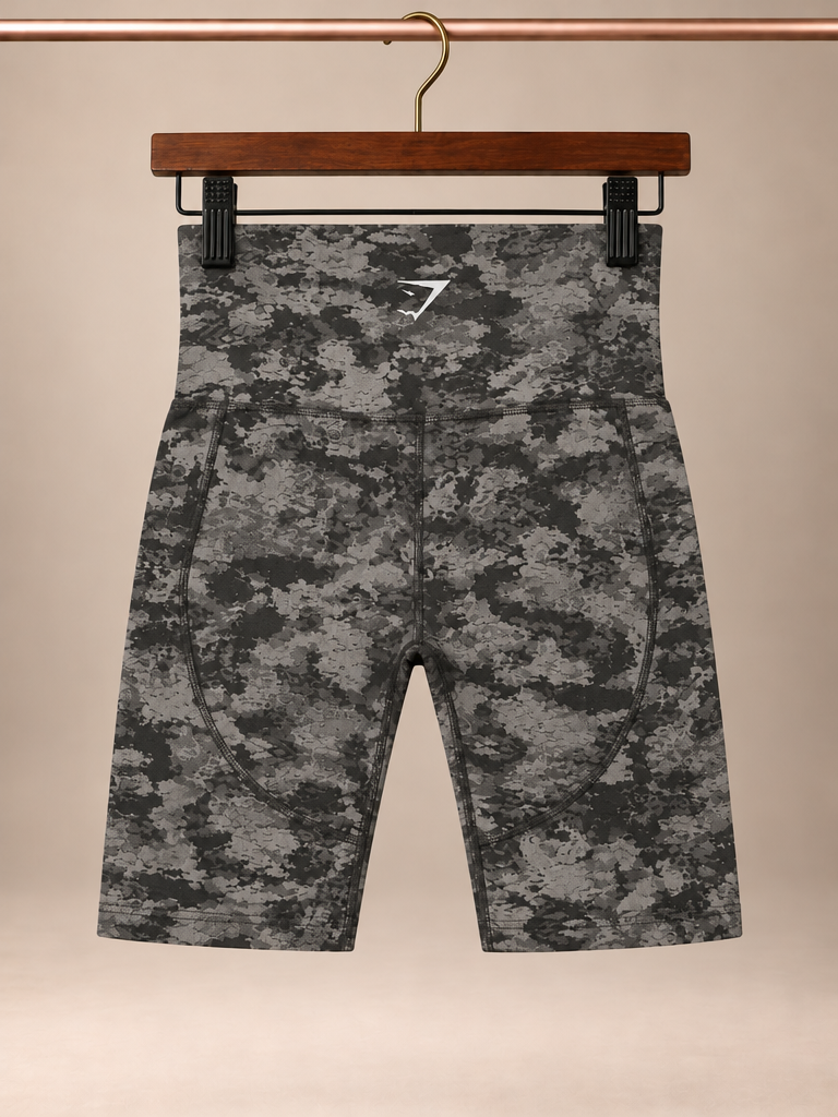 Women's Best Camo Seamless High-Waisted Cycling Shorts – Grey Khaki Size XS NWOT