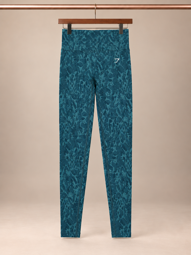 Gymshark Adapt Animal Seamless Leggings – Butterfly Teal Jacquard Scrunch Gym -Small NWOT