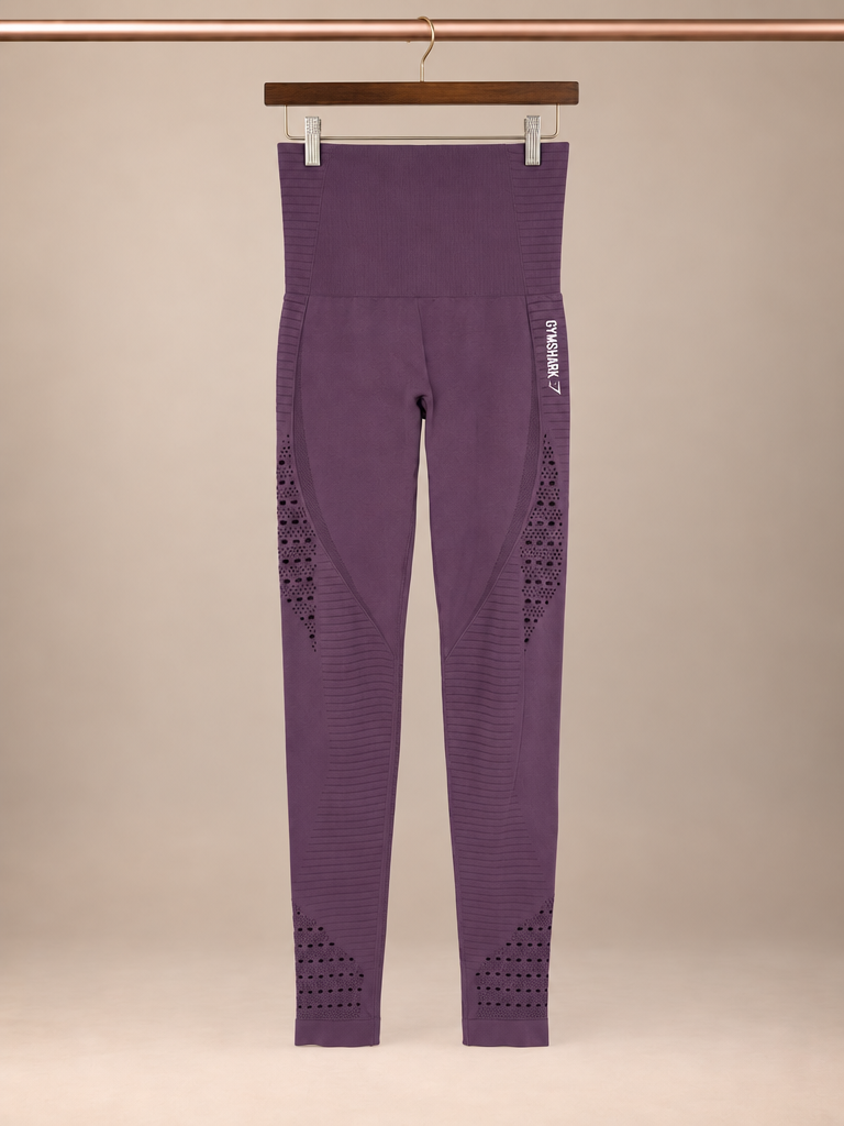 Gymshark Energy Seamless High-Waisted Leggings – Beet Dark Purple Ribbed Gym Small