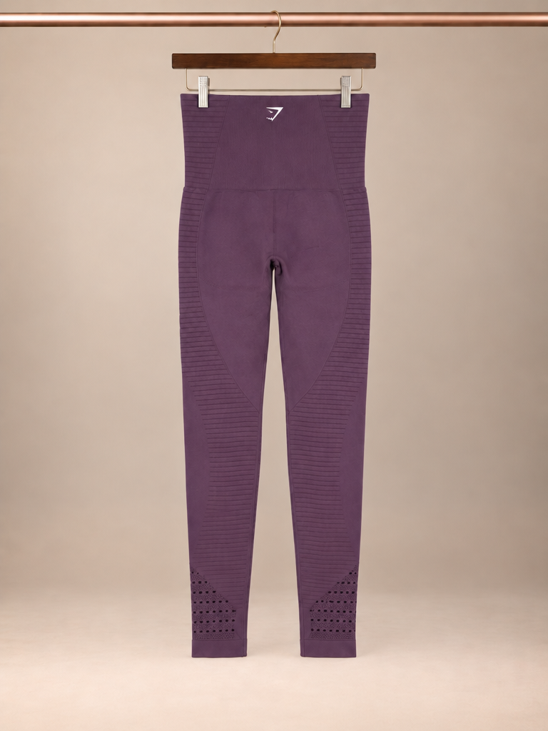 Gymshark Energy Seamless High-Waisted Leggings – Beet Dark Purple Ribbed Gym Small