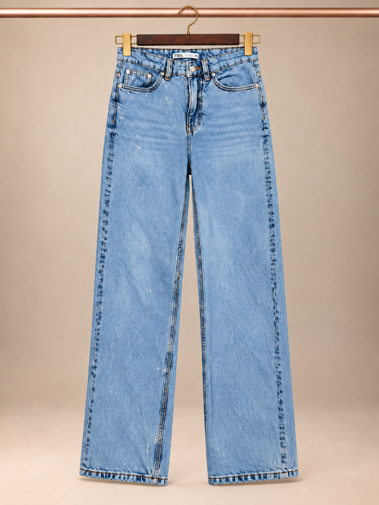 Zara Premium Denim High-Rise Rigid Wide-Leg Full-Length Jeans size -2