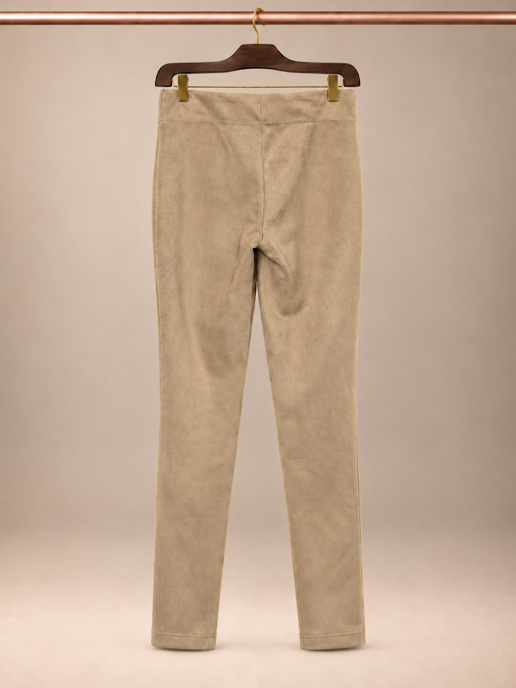 Max Studio High-Rise Faux-Suede Pull-On Skinny Trouser Leggings in Camel size small