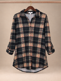Bailey's Blossoms Plaid Button-Down High-Low Longline Tunic Shirt - size small