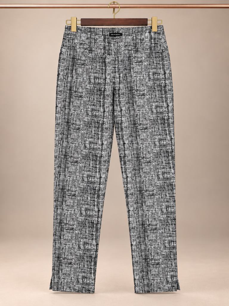 Ava & Grace Gray Textured Crosshatch Pull-On Straight Leg Pants size 10