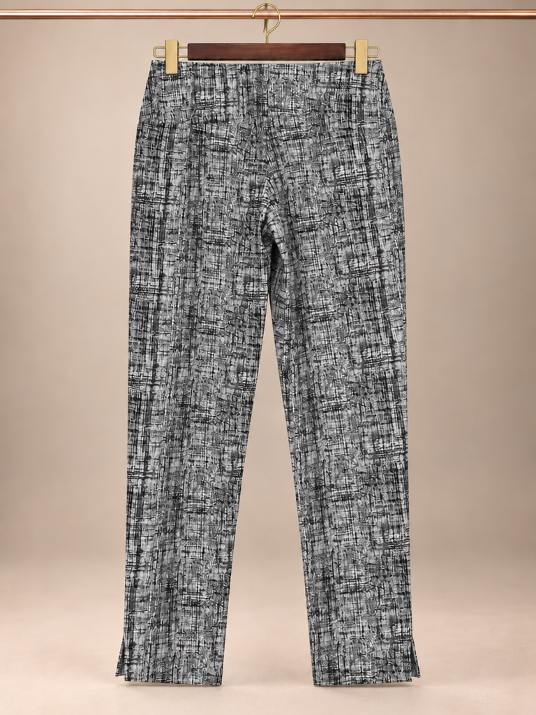 Ava & Grace Gray Textured Crosshatch Pull-On Straight Leg Pants size 10