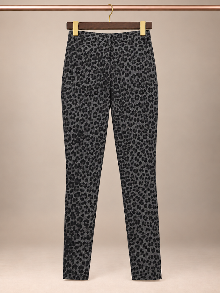 Boston Proper High-Rise Slim-Fit Leopard Print Trouser Pants - Size XS