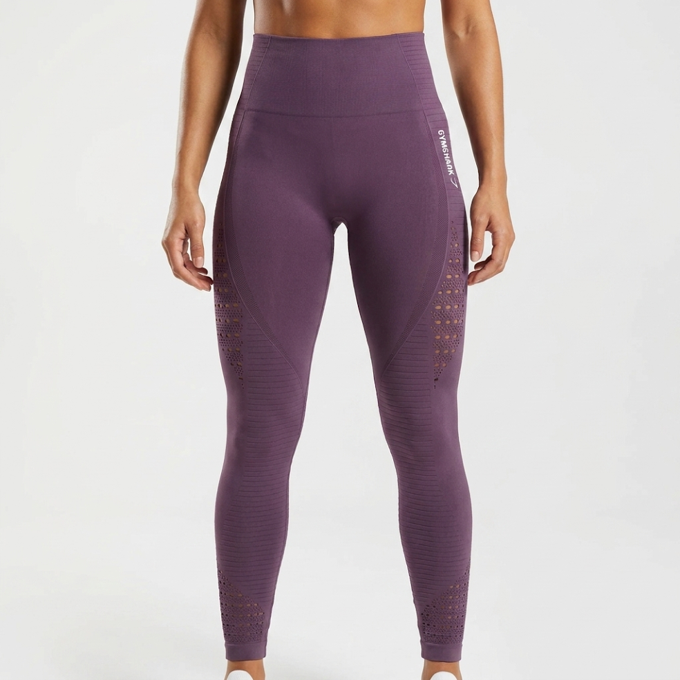 Gymshark Energy Seamless High-Waisted Leggings – Beet Dark Purple Ribbed Gym Small