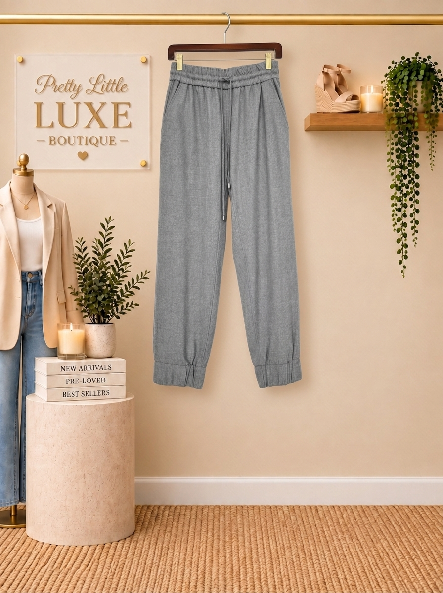 Zara Elastic Waist Drawstring Jogger Pants Gray Size 5