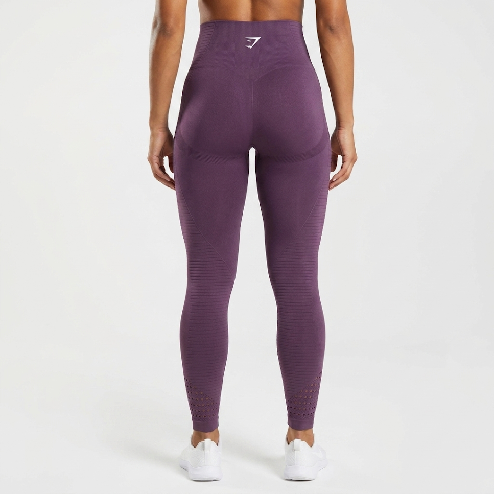 Gymshark Energy Seamless High-Waisted Leggings – Beet Dark Purple Ribbed Gym Small