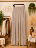 Soho Apparel Tailored Wide-Leg Front-Seam Trousers - Heathered Taupe (Large)