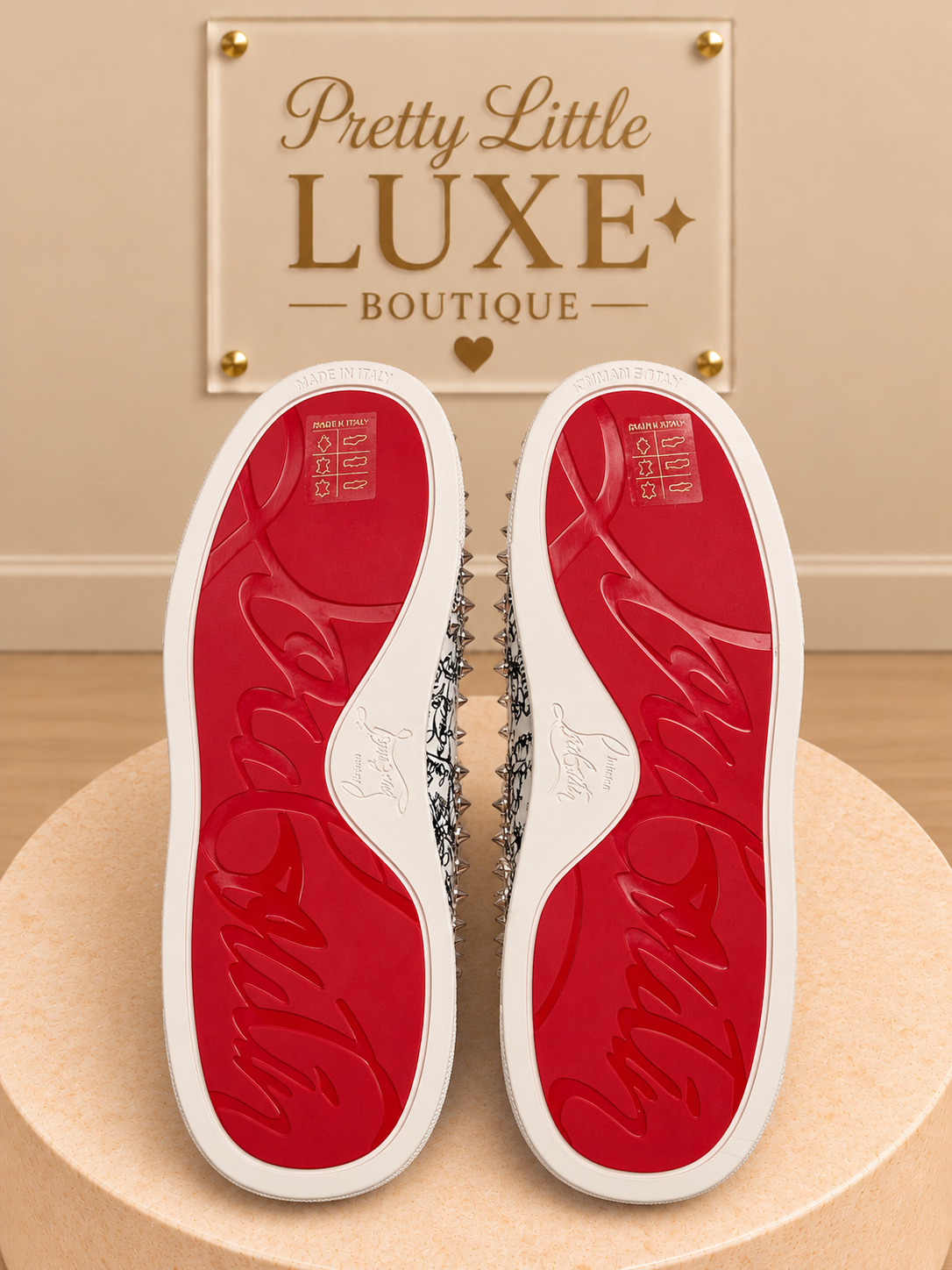 Christian Louboutin Pik Boat Degraloubi Graffiti Patent Spiked Slip-On Sneakers Women's Size 9.5 (Euro 39.5)