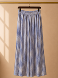 Classic Concepts High Rise Striped Wide Leg Palazzo Pants - Blue & White -Large