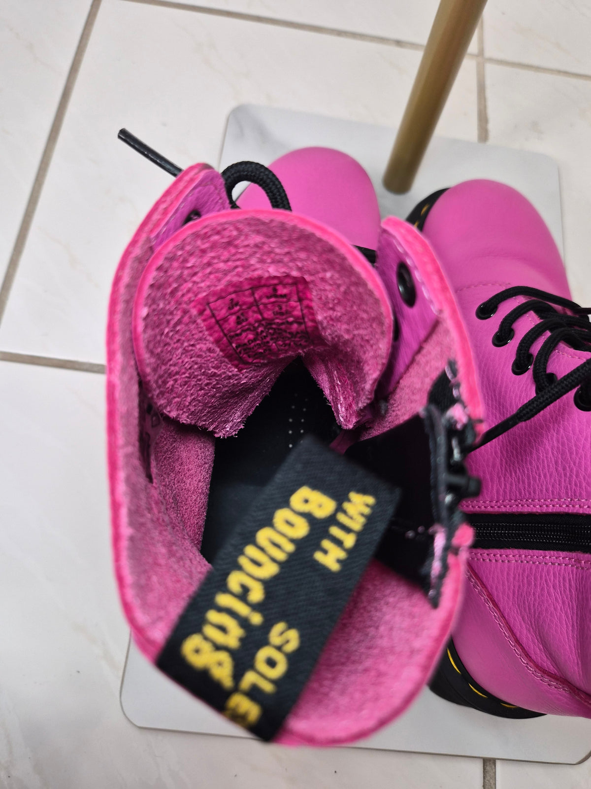 Dr. Martens Jadon Milled Nappa Leather Platform Combat Boots in Hot Pink size-9