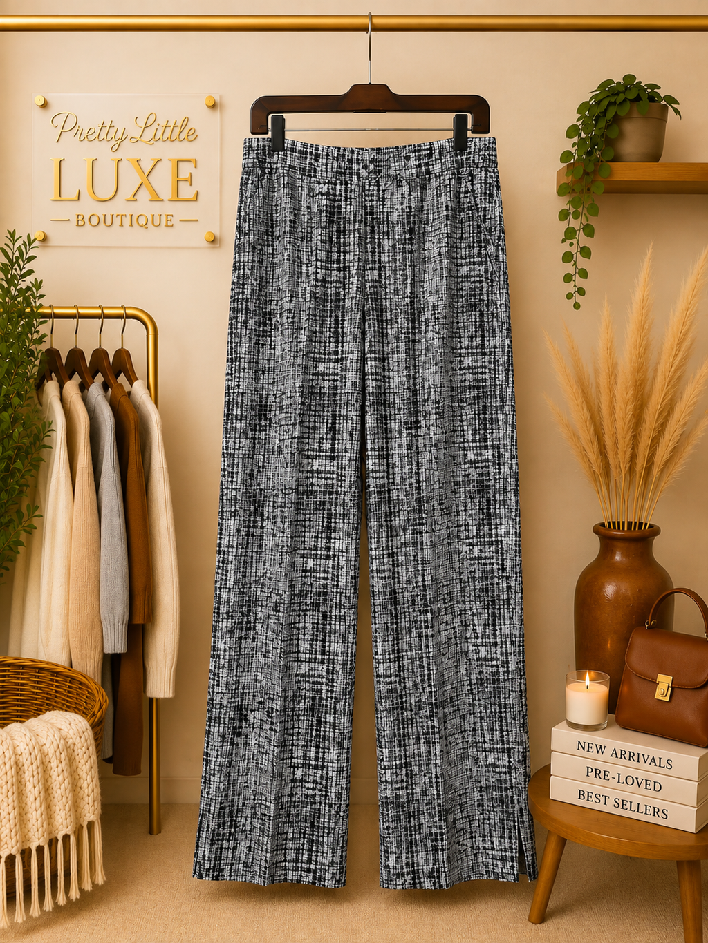 Ava & Grace Textured Crosshatch Pull-On Trousers - Size 10